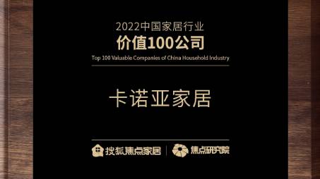 百强之巅|91视频免费观看再获“2022中国家居行业价值100公司”荣誉